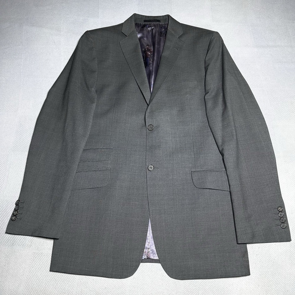 Ted‎ Baker Endurance Dark Gray Wool Surgeon Cuffs Blazer Jacket Men's Size 40L